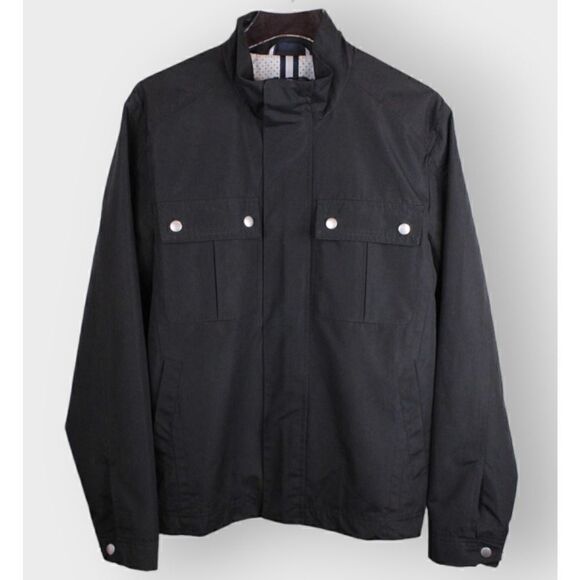 COLE HAAN Rain Jacket Solid Black Men's Size Small - Picture 1 of 13